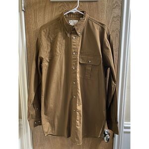 BERETTA Brown Button Up Long Sleeve Shirt Vented Field Hunting Shooting Mens M